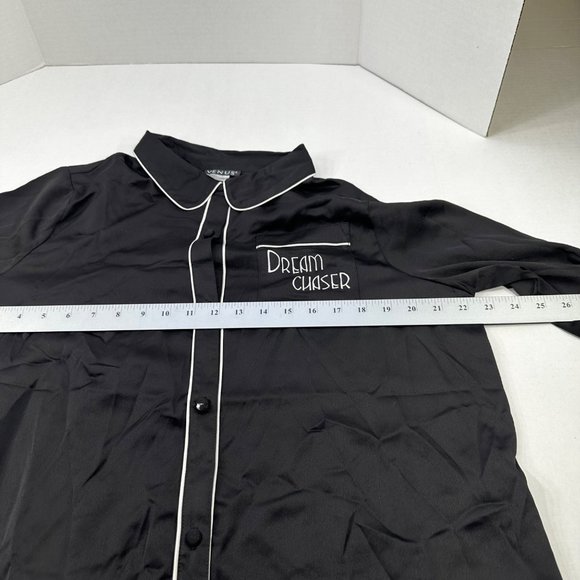 Venus Women's Size Large Sleep Pants And Shirt Black New Button Has Cloth Ripped - Picture 12 of 16